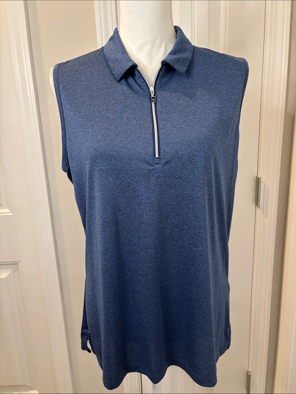 Callaway Women's Sleeveless Zip Polo - Navy Blue Size XL